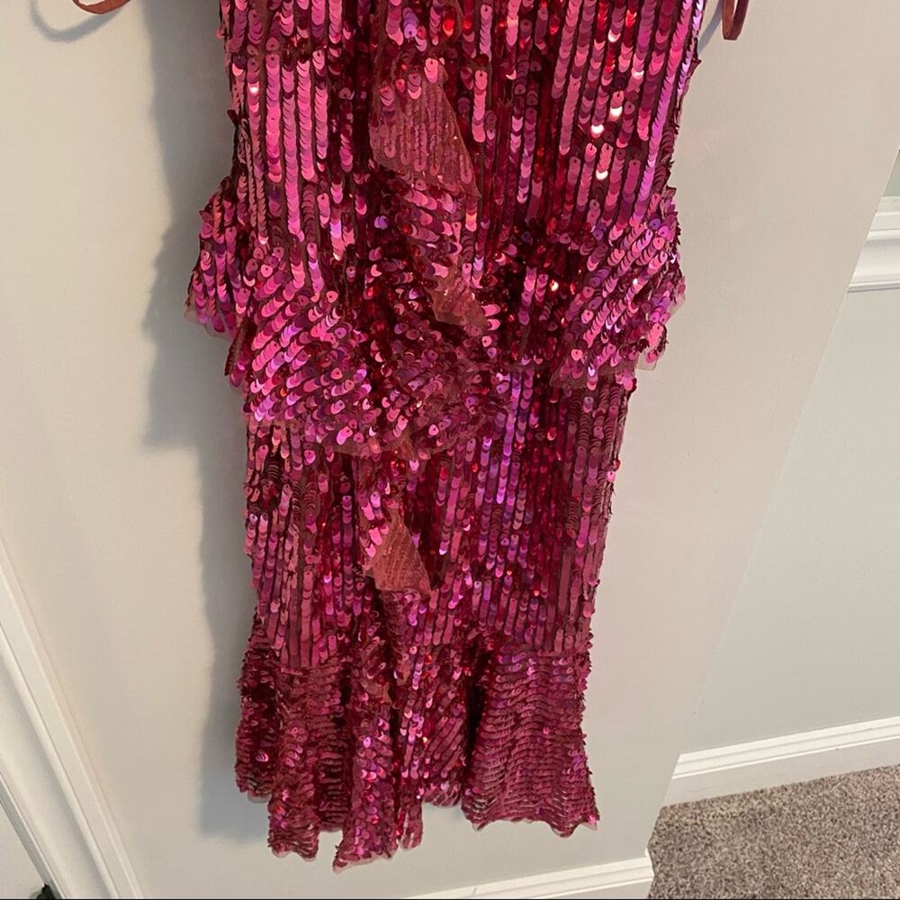 NWT Needle & Thread Berry Raspberry Sequin MIDI Dress 0 - Picture 6 of 12